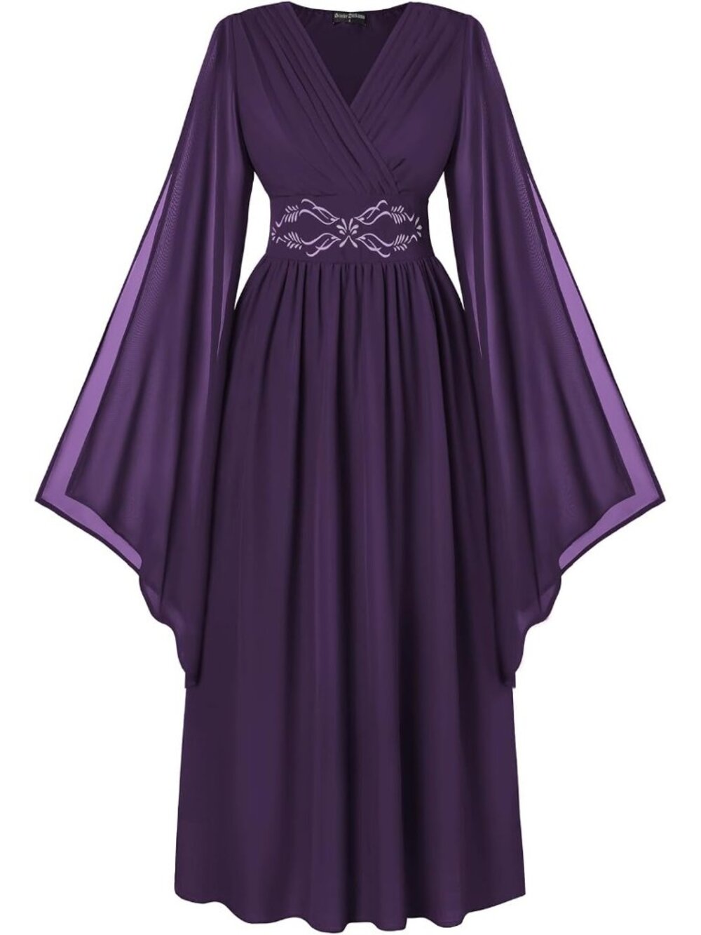 Women's Crown Jewel Bell Sleeve Wrap V Neck Embroidery Imported Costume Dress